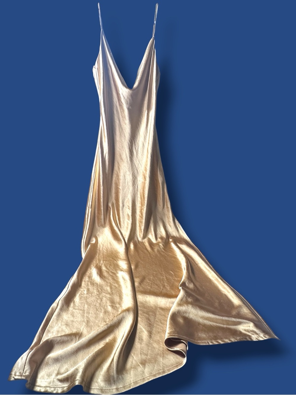 👗 Audrey 3Plus1 Satin Style Cowl Neck Strappy Maxi Dress in Gold. Size Small - Picture 4 of 15